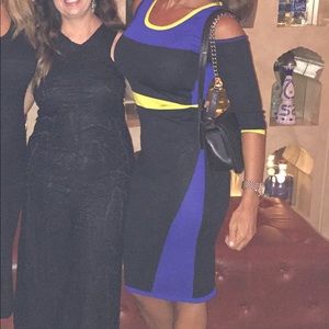 Cold shoulder color block dress